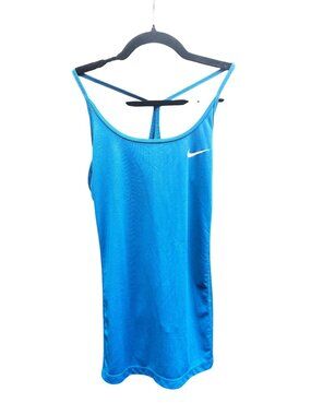 Nike Womens Blue Dri-Fit Tank Top With Strappy Back Medium Activewear 1927